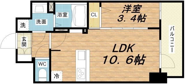 拡大写真:S-RESIDENCE堺筋本町Deux 11階1110の間取り