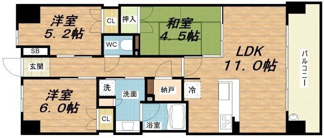 拡大写真:大阪ベイレジデンス 8階817の間取り