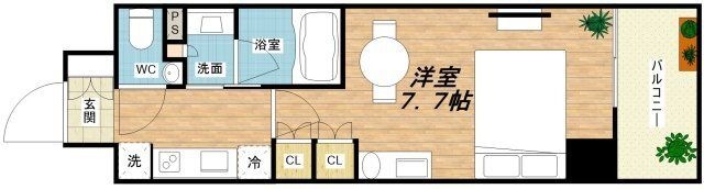 拡大写真:ザ・パークハビオ江坂公園 7階705の間取り