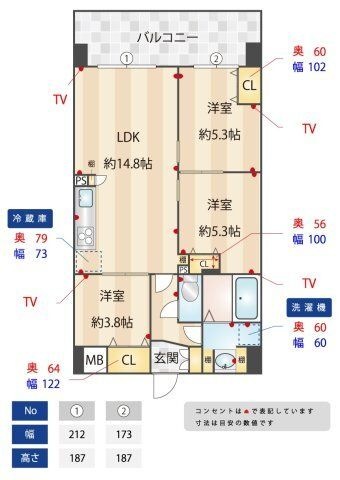 拡大写真:Alivis野田阪神 2階202の間取り