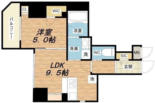 拡大写真:La Casa 上汐 4階401の間取り