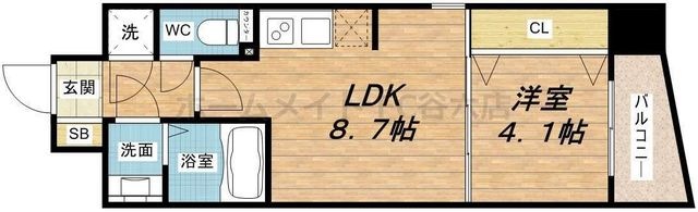 拡大写真:SERENiTE本町エコート 8階813の間取り