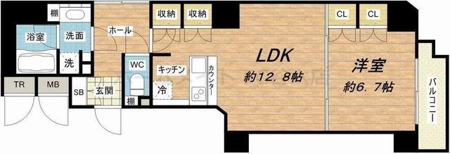 拡大写真:南堀江アパートメントグランデ 8階801の間取り