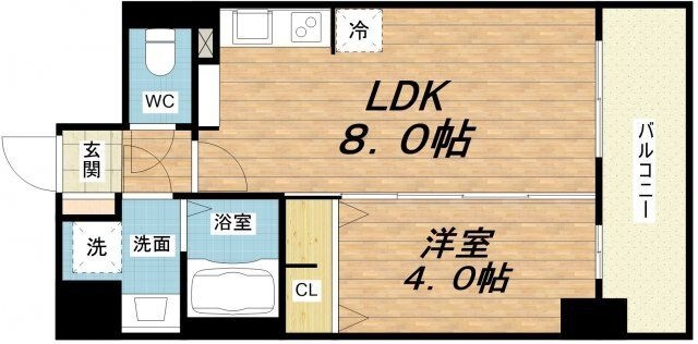 拡大写真:La Douceur谷町 11階1102の間取り