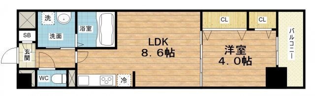拡大写真：リアライズ小路駅前 10階1004の間取り