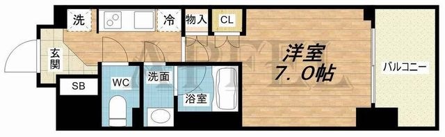拡大写真:ルネフラッツ谷町四丁目 7階711の間取り
