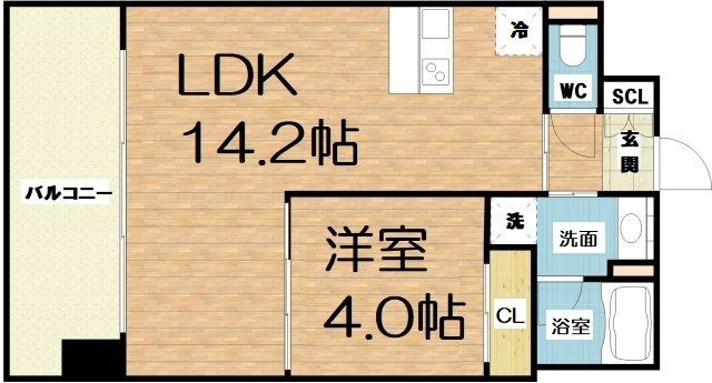 拡大写真:プレジオ大正 12階1204の間取り