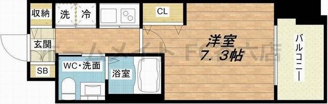 拡大写真:Innocent Doyama 7階701の間取り
