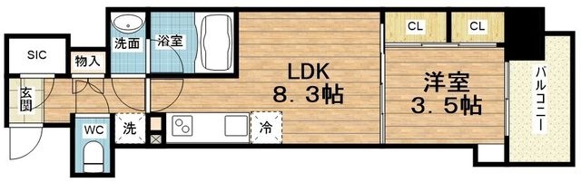 拡大写真:BPRレジデンス大阪本町Q 2階201の間取り