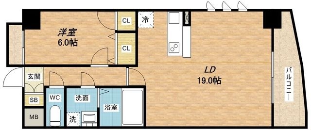 拡大写真:セレッソコート上本町EAST 4階404の間取り