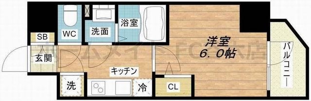 拡大写真:エスリード天王寺ブランシェ 14階1404の間取り