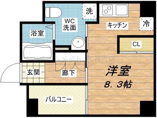 拡大写真:GRAND STEADY徳井町 3階303の間取り