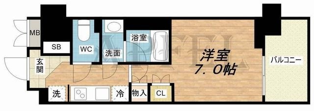 拡大写真:ルネフラッツ谷町四丁目 10階1008の間取り
