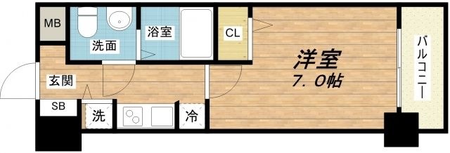 拡大写真:S-RESIDENCE難波Briller 9階909の間取り