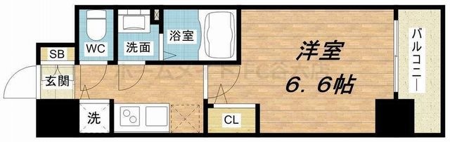 拡大写真:プレサンス梅田北オール 2階201の間取り