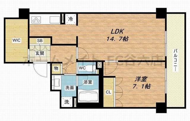 拡大写真:本町橋タワー 16階1602の間取り