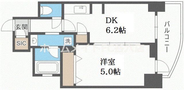 拡大写真:エステムコート北堀江Ⅱ 13階1301の間取り