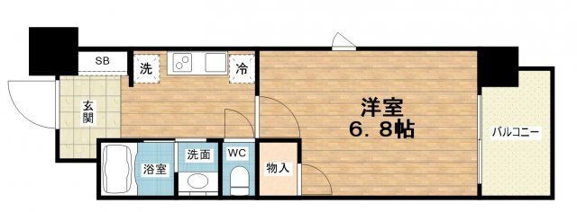 拡大写真:リビオメゾン西天満 7階704の間取り