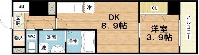 拡大写真:CITY PAL CREST TANIMACHI 3階303の間取り