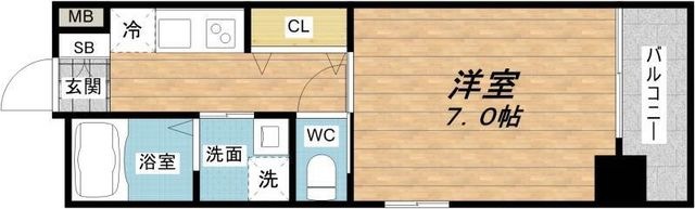 拡大写真:アネスト谷町 8階803の間取り