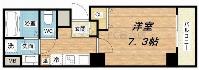 拡大写真:ラ・フォンテ松屋町 2階205の間取り