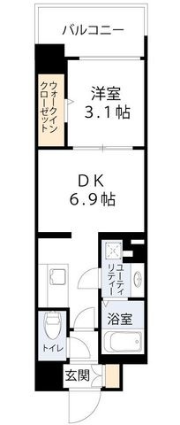 拡大写真:ミラージュパレス難波クルヴァ 5階501の間取り