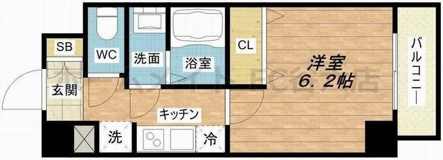 拡大写真:グランデュール鶴橋 2階205の間取り