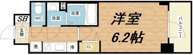 拡大写真:プレサンス福島ミッドエル 8階809の間取り
