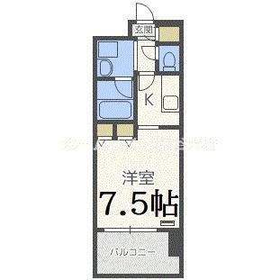 拡大写真:アーバネックス西長堀 4階402の間取り