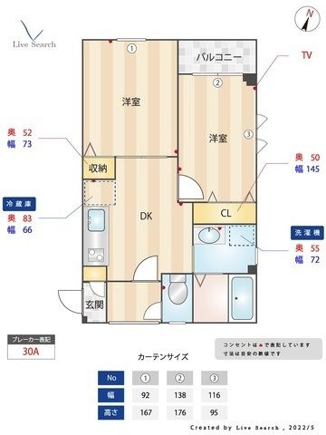 拡大写真:フェリーチェ祖原 2階203の間取り