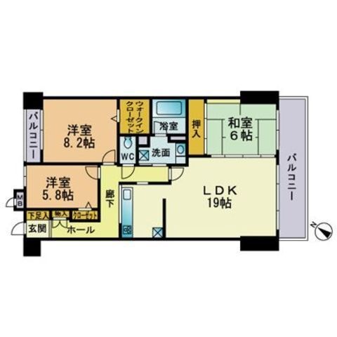 拡大写真：ベルメゾン赤坂フォレスト 3階304の間取り
