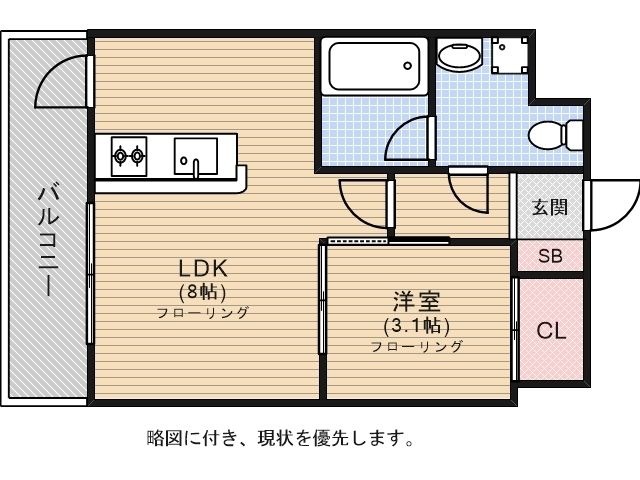 拡大写真：ドゥーエ赤坂 5階520の間取り