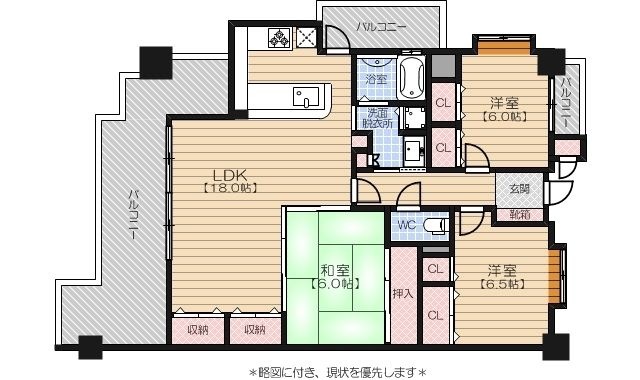 拡大写真:JGMマキシム藤崎リバーサイドガーデン 5階501の間取り