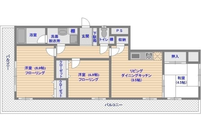 拡大写真:パラージュ西公園 7階701の間取り
