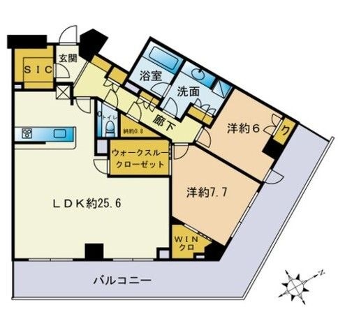 拡大写真:ザ・パークハウス福岡タワーズEAST 22階2205の間取り