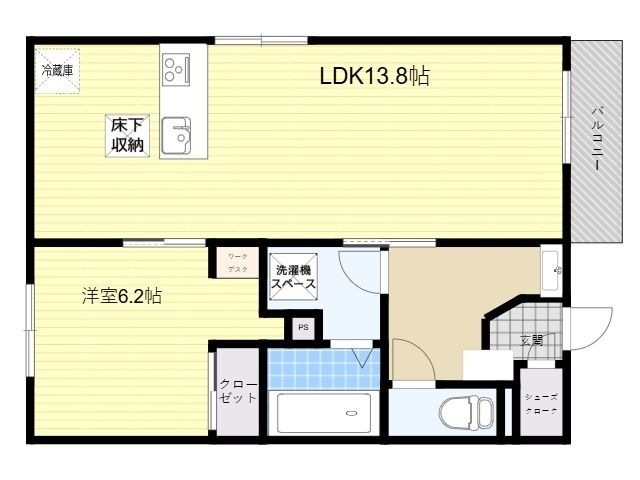 拡大写真:プランドゥブレ西新 3階301の間取り