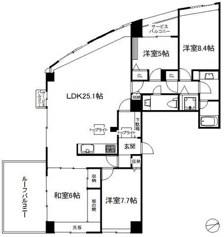 拡大写真:ネクサスシーサイド百道2号棟 10階1001の間取り