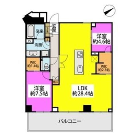 拡大写真:ザ・パークハウス福岡タワーズEAST 25階2506の間取り
