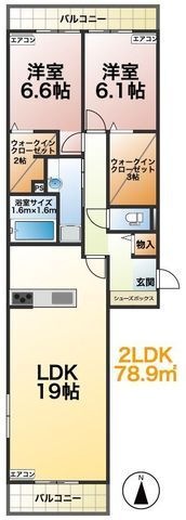 拡大写真:WOOD’S PEAK 大濠 3階303の間取り