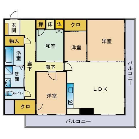 拡大写真:大濠エクセル 5階501の間取り