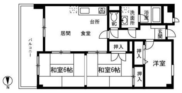拡大写真:ケイエル姪浜 3階307の間取り