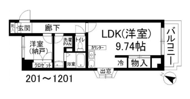 拡大写真：福岡市西区姪の浜４丁目 6階601の間取り