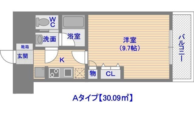 拡大写真:ドミール西新 10階1006の間取り