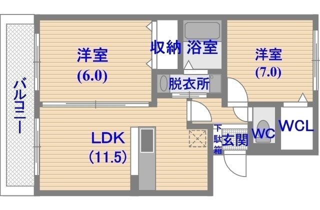 拡大写真：セジュール賀茂 3階301の間取り
