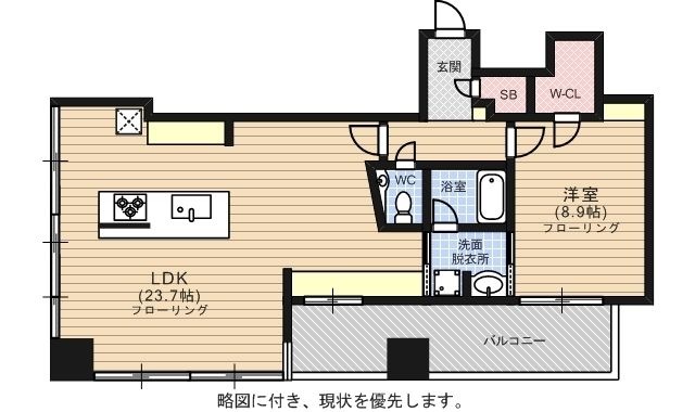 拡大写真:ロイヤルパークス大名 18階1802の間取り