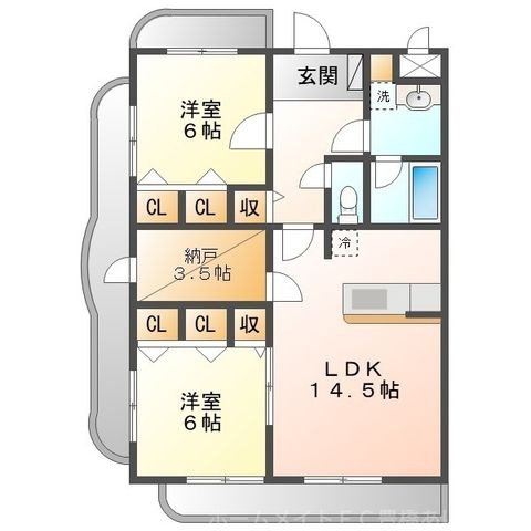 拡大写真:プランドールFIVE 5階505の間取り