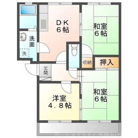 拡大写真:サンハイム鈴木 B棟 2階202の間取り