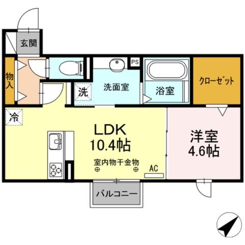 拡大写真:アスター若宮 B 2階202の間取り