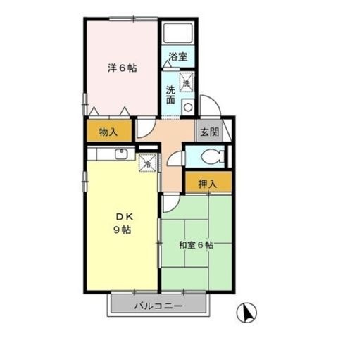 拡大写真:セジュール南 A 2階202の間取り