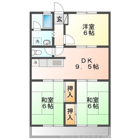 拡大写真:パークサイドハイムⅡ 4階402の間取り